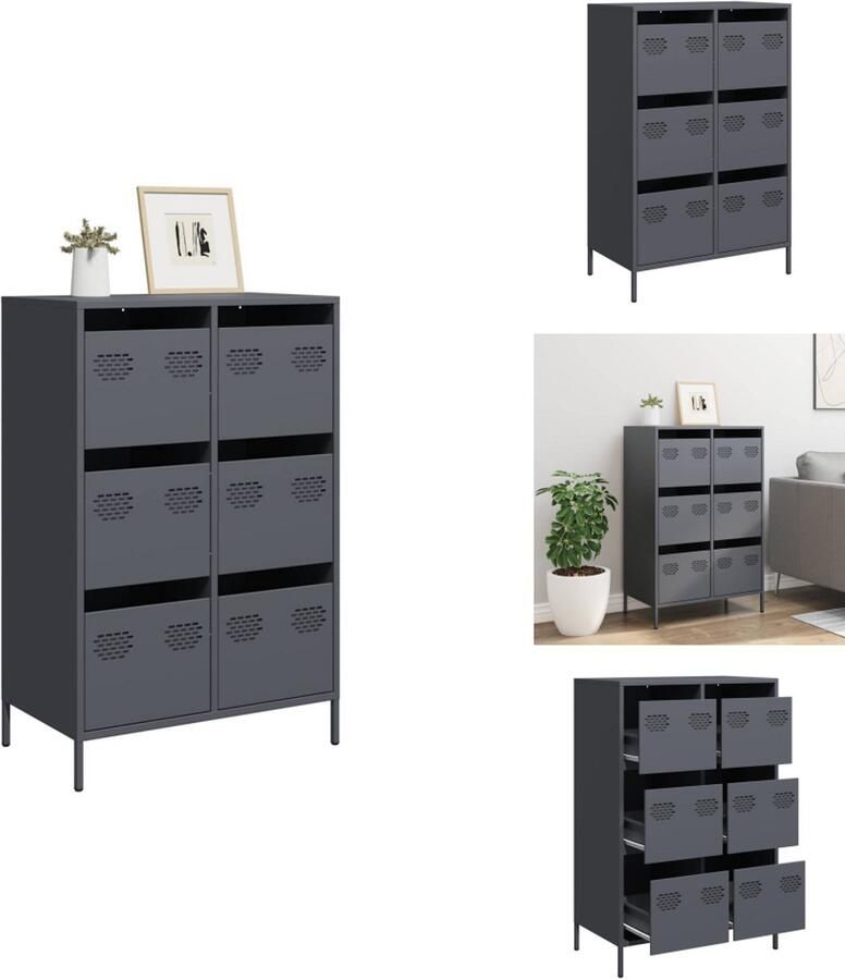 VidaXL Hoge Kast Hoge Kasten Hoge Planken Boekenkast Hoge kast 68x39x101 5 cm staal antracietkleurig