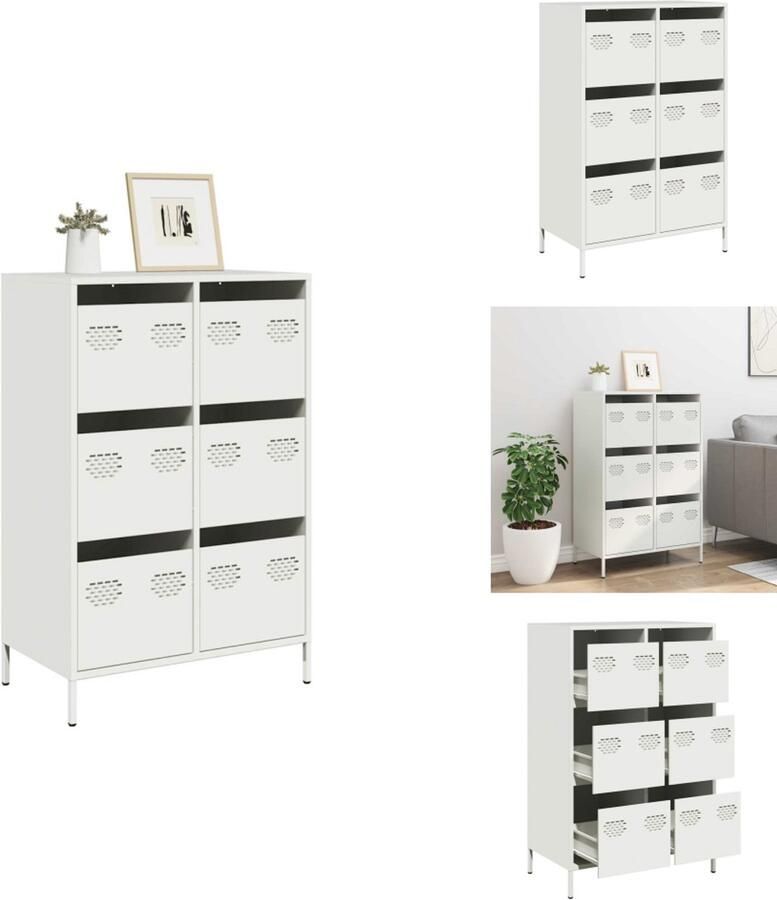 VidaXL Hoge Kast Hoge Kasten Hoge Planken Boekenkast Hoge kast 68x39x101 5 cm staal wit