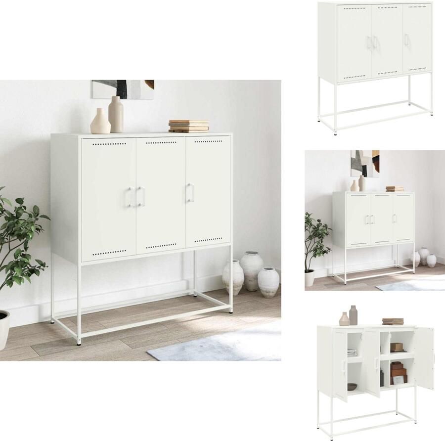 VidaXL Hoge Kast Hoge Kasten Hoog Dressoir Hoge Kast Woonkamer Hoge kast 100 5x39x107 cm staal wit