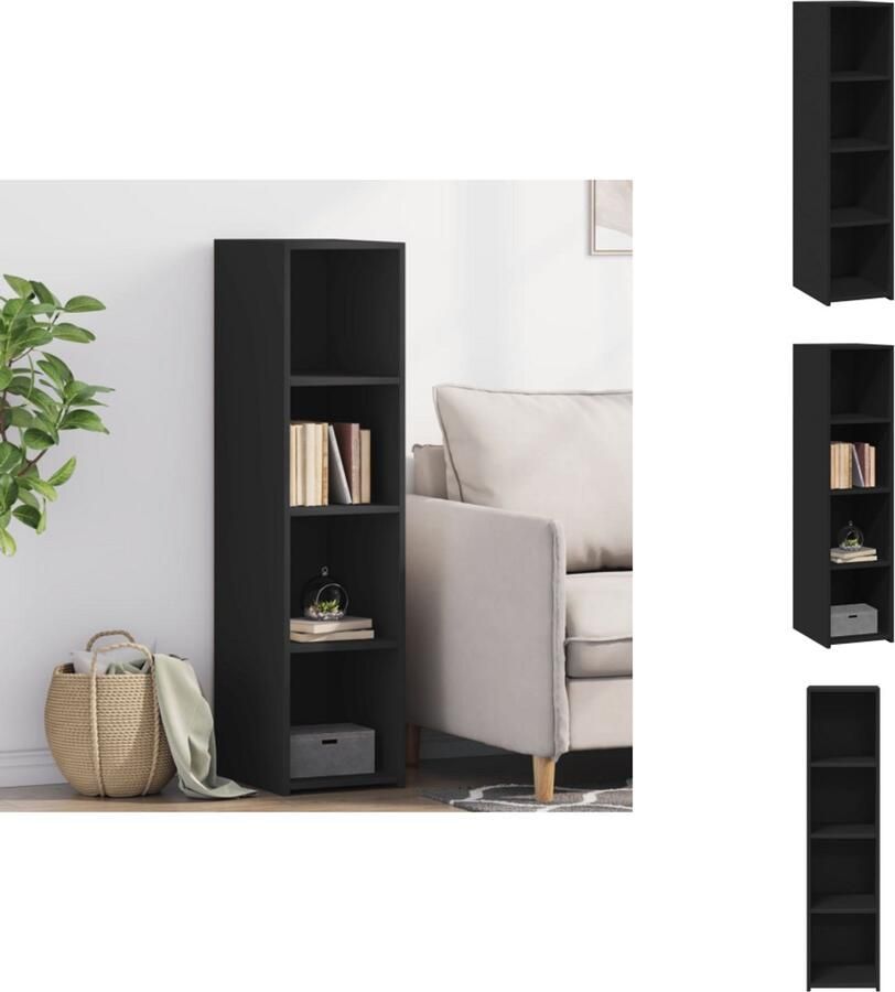 VidaXL Hoge Kast Hoge Kasten Hoog Dressoir Hoge Kast Woonkamer Hoge kast 30x41x124 cm bewerkt hout zwart