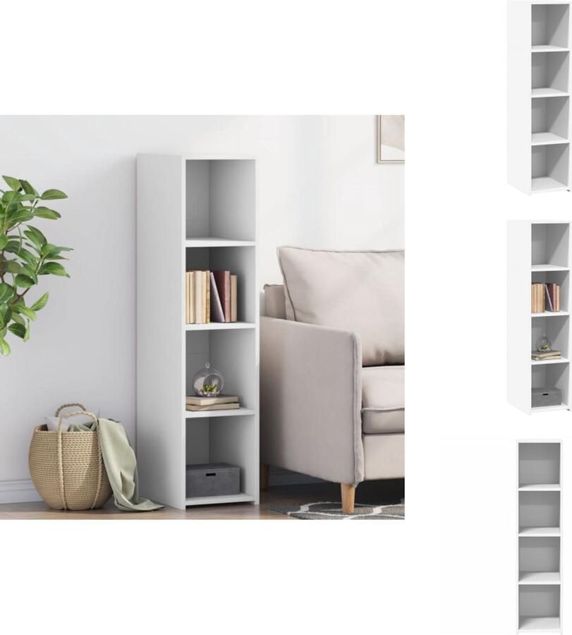 VidaXL Hoge Kast Hoge Kasten Hoog Dressoir Hoge Kast Woonkamer Hoge kast 30x41x124 cm bewerkt hout wit