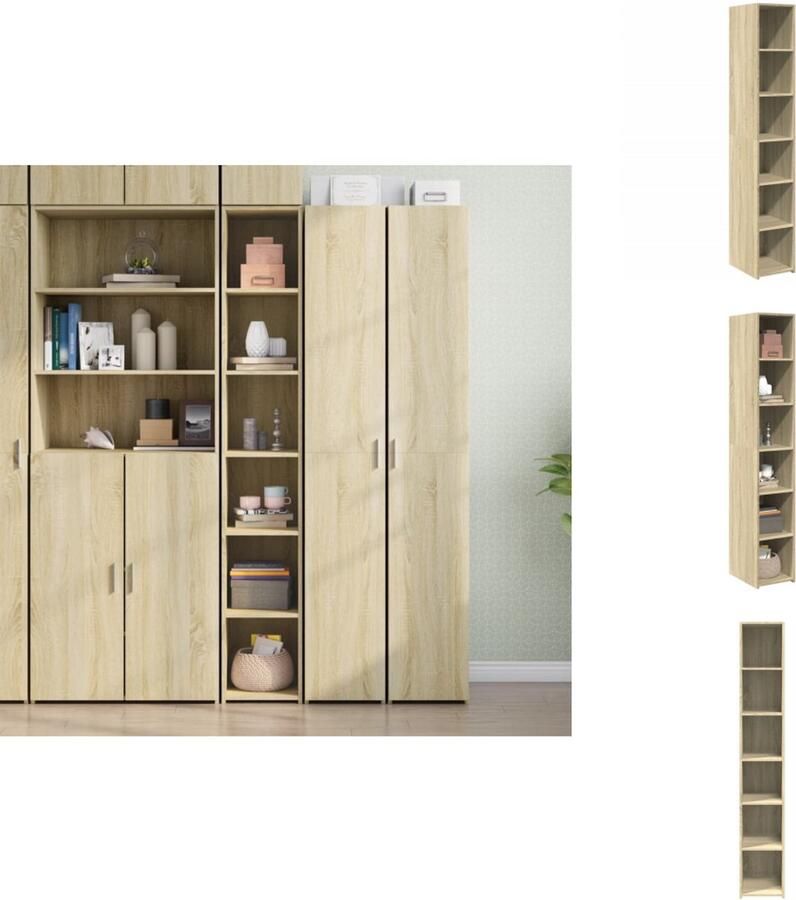 VidaXL Hoge Kast Hoge Kasten Hoog Dressoir Hoge Kast Woonkamer Hoge kast 30x41x185 cm bewerkt hout sonoma eikenkleurig