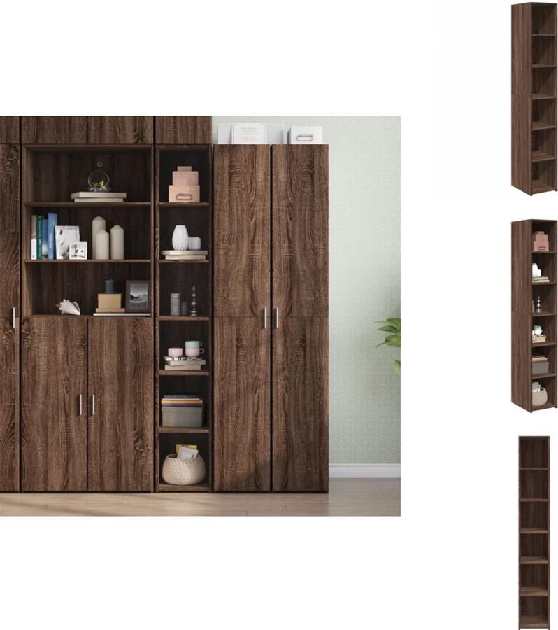 VidaXL Hoge Kast Hoge Kasten Hoog Dressoir Hoge Kast Woonkamer Hoge kast 30x41x185 cm bewerkt hout bruin eikenkleurig