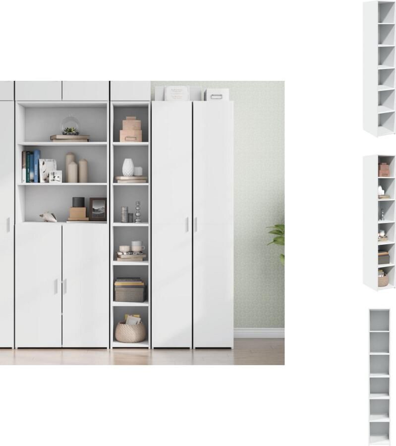 VidaXL Hoge Kast Hoge Kasten Hoog Dressoir Hoge Kast Woonkamer Hoge kast 30x41x185 cm bewerkt hout wit
