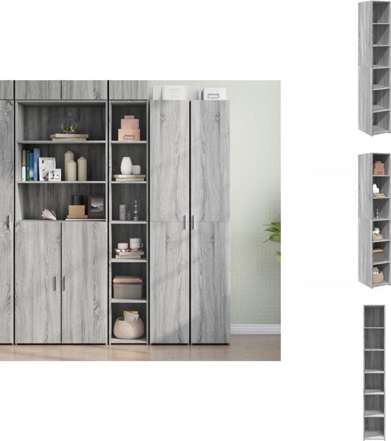 VidaXL Hoge Kast Hoge Kasten Hoog Dressoir Hoge Kast Woonkamer Hoge kast 30x41x185 cm bewerkt hout grijs sonoma eikenkleurig
