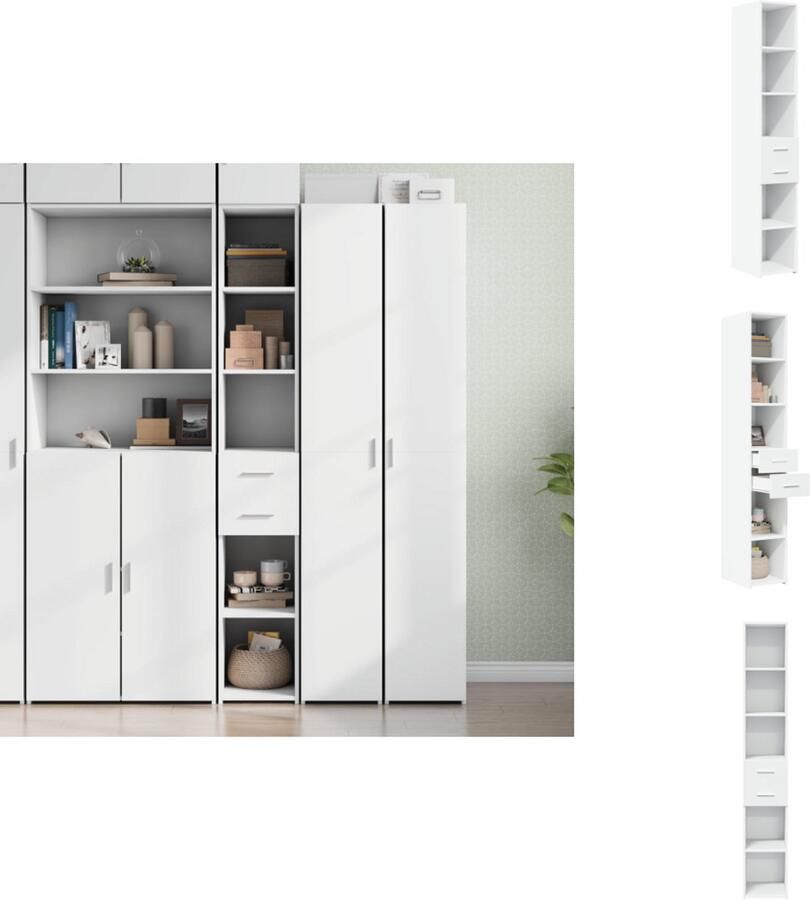 VidaXL Hoge Kast Hoge Kasten Hoog Dressoir Hoge Kast Woonkamer Hoge kast 30x42 5x185 cm bewerkt hout wit