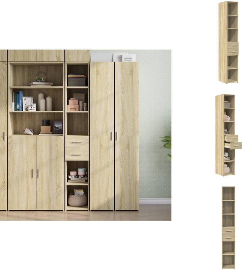 VidaXL Hoge Kast Hoge Kasten Hoog Dressoir Hoge Kast Woonkamer Hoge kast 30x42 5x185 cm bewerkt hout sonoma eikenkleurig