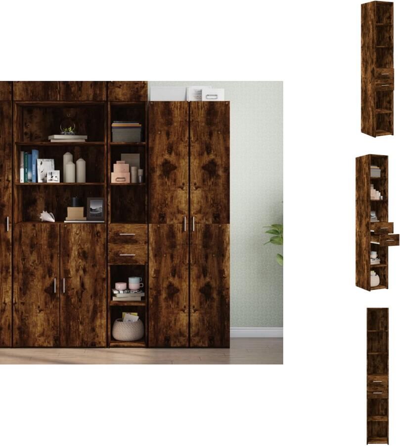 VidaXL Hoge Kast Hoge Kasten Hoog Dressoir Hoge Kast Woonkamer Hoge kast 30x42 5x185 cm bewerkt hout gerookt eikenkleurig
