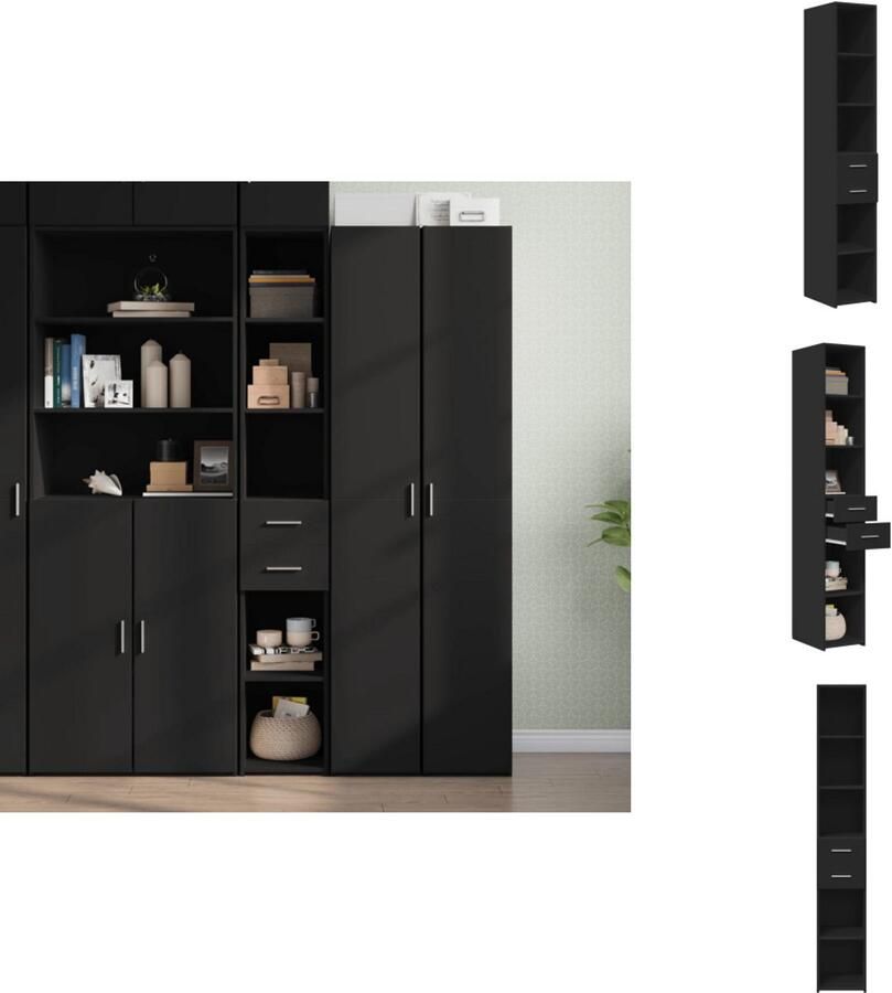 VidaXL Hoge Kast Hoge Kasten Hoog Dressoir Hoge Kast Woonkamer Hoge kast 30x42 5x185 cm bewerkt hout zwart