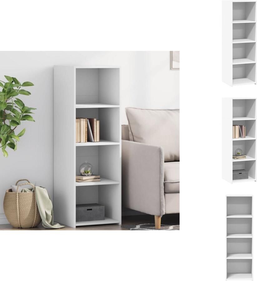 VidaXL Hoge Kast Hoge Kasten Hoog Dressoir Hoge Kast Woonkamer Hoge kast 40x41x124 cm bewerkt hout wit