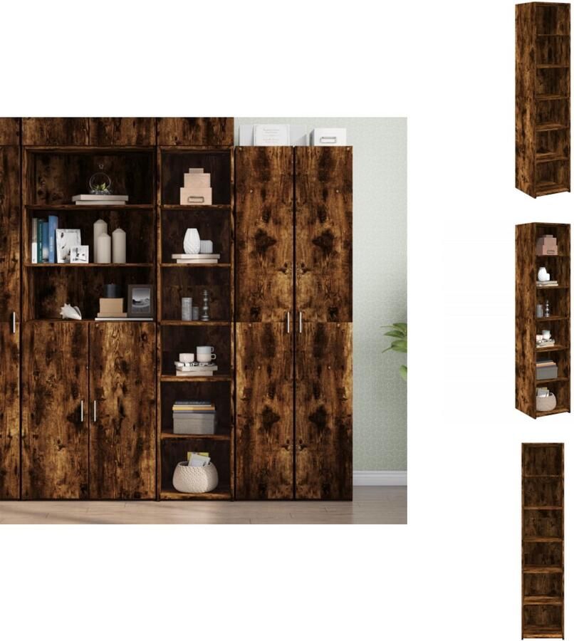 VidaXL Hoge Kast Hoge Kasten Hoog Dressoir Hoge Kast Woonkamer Hoge kast 40x41x185 cm bewerkt hout gerookt eikenkleurig