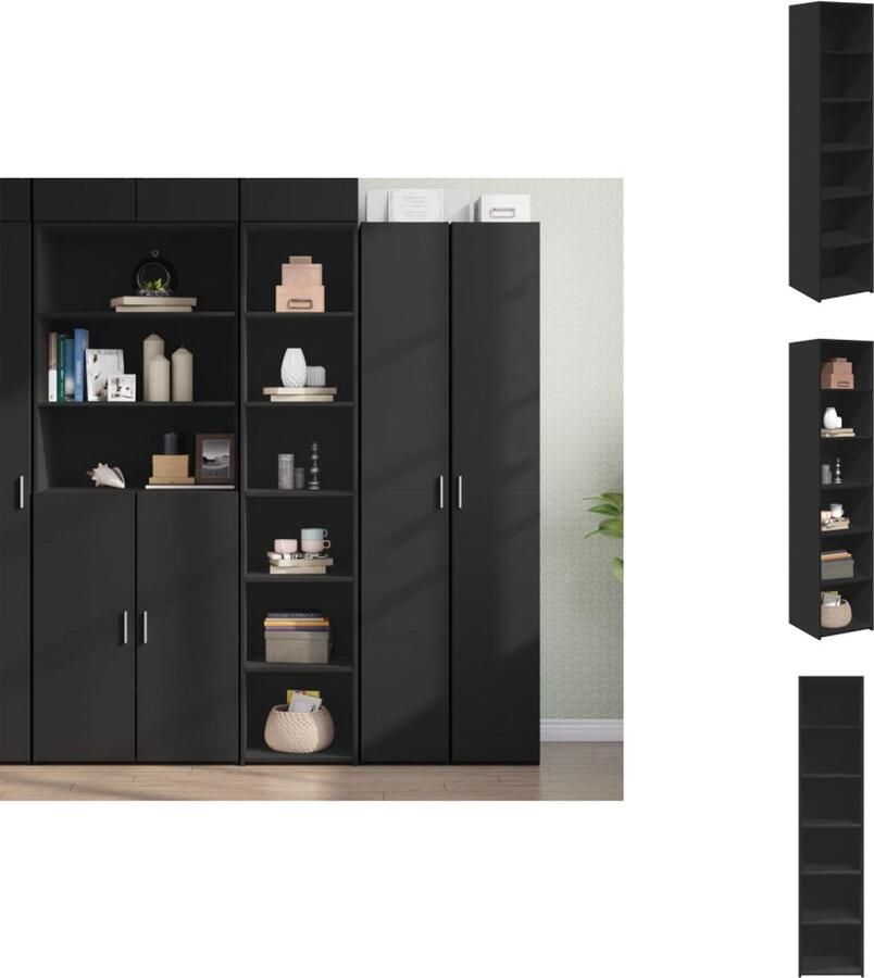 VidaXL Hoge Kast Hoge Kasten Hoog Dressoir Hoge Kast Woonkamer Hoge kast 40x41x185 cm bewerkt hout zwart