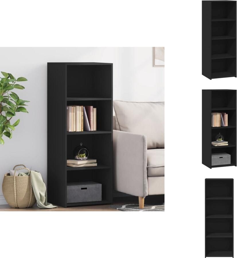 VidaXL Hoge Kast Hoge Kasten Hoog Dressoir Hoge Kast Woonkamer Hoge kast 45x41x124 cm bewerkt hout zwart