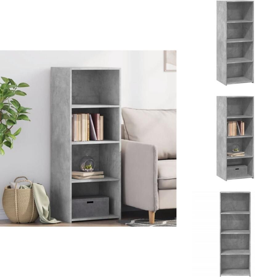 VidaXL Hoge kast 45x41x124 cm Bewerkt hout Betongrijs Scandinavisch Design Houten Kast Opbergkast Betonnen Grijze Kast Living Room Furniture