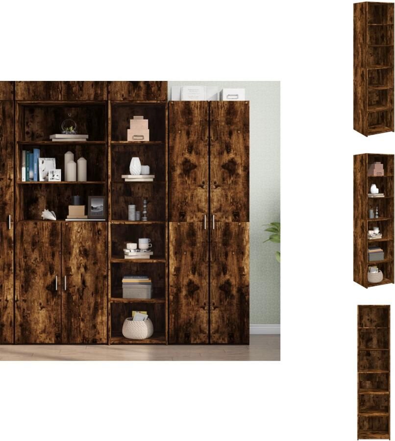 VidaXL Hoge Kast Hoge Kasten Hoog Dressoir Hoge Kast Woonkamer Hoge kast 45x41x185 cm bewerkt hout gerookt eikenkleurig