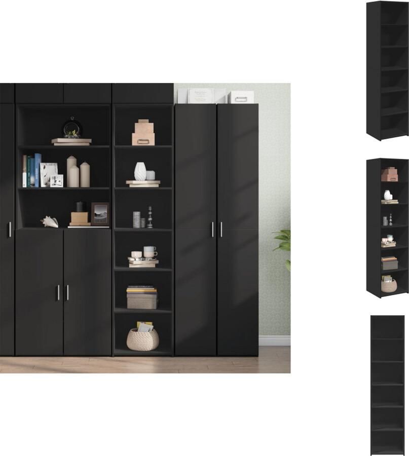 VidaXL Hoge Kast Hoge Kasten Hoog Dressoir Hoge Kast Woonkamer Hoge kast 45x41x185 cm bewerkt hout zwart