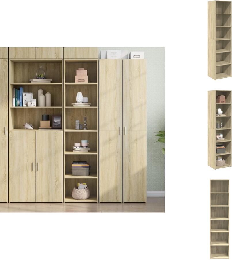 VidaXL Hoge Kast Hoge Kasten Hoog Dressoir Hoge Kast Woonkamer Hoge kast 45x41x185 cm bewerkt hout sonoma eikenkleurig