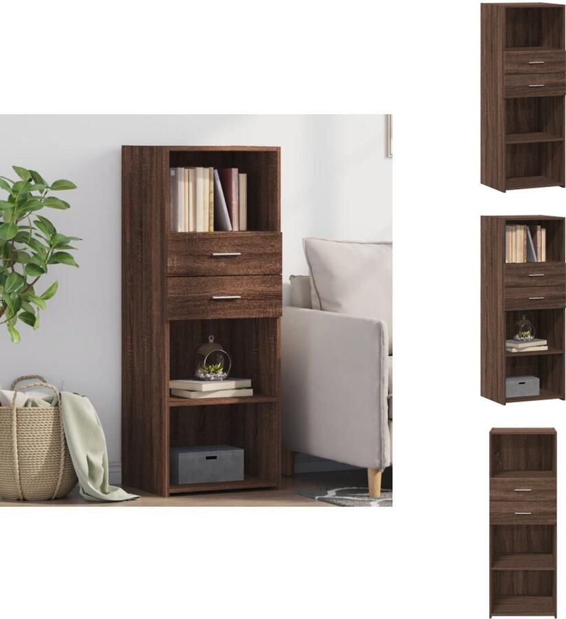 VidaXL Hoge Kast Hoge Kasten Hoog Dressoir Hoge Kast Woonkamer Hoge kast 45x42 5x124 cm bewerkt hout bruin eikenkleurig