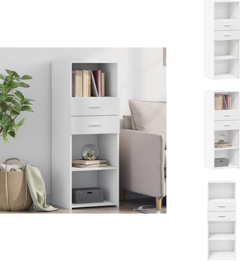 VidaXL Hoge Kast Hoge Kasten Hoog Dressoir Hoge Kast Woonkamer Hoge kast 45x42 5x124 cm bewerkt hout wit