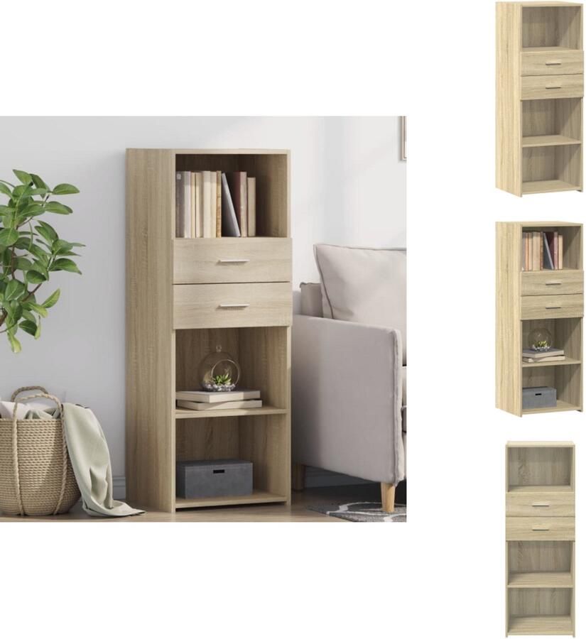 VidaXL Hoge Kast Hoge Kasten Hoog Dressoir Hoge Kast Woonkamer Hoge kast 45x42 5x124 cm bewerkt hout sonoma eikenkleurig