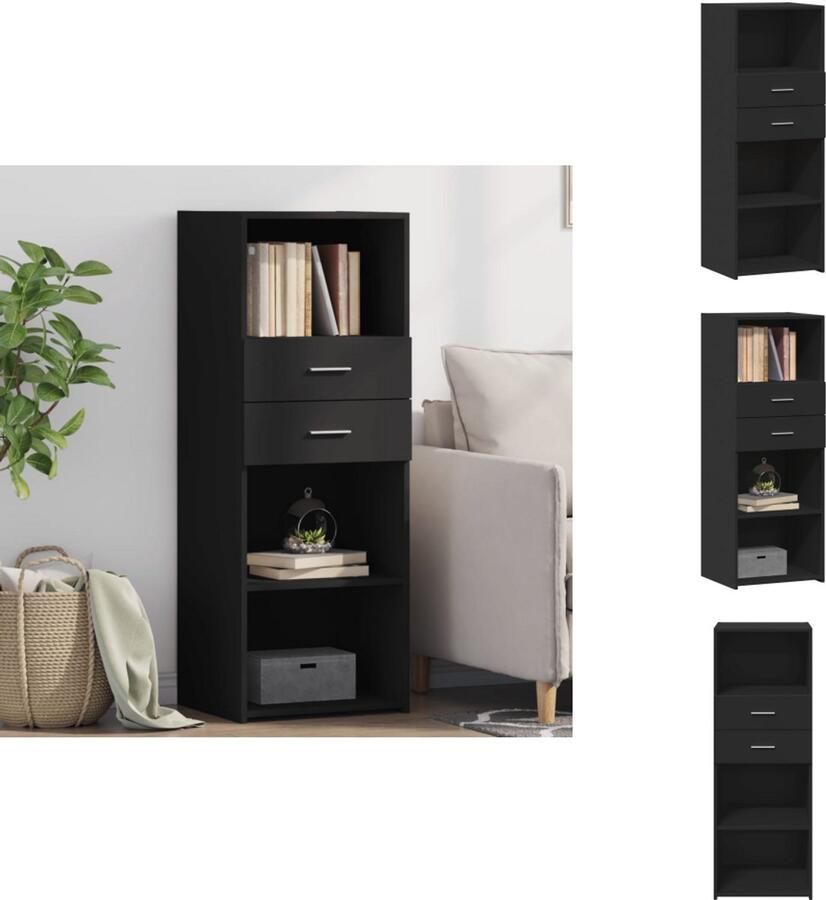 VidaXL Hoge Kast Hoge Kasten Hoog Dressoir Hoge Kast Woonkamer Hoge kast 45x42 5x124 cm bewerkt hout zwart