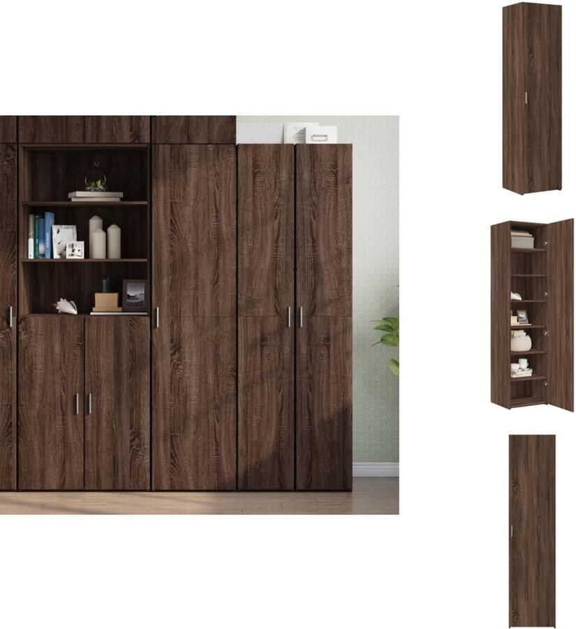 VidaXL Hoge Kast Hoge Kasten Hoog Dressoir Hoge Kast Woonkamer Hoge kast 45x42 5x185 cm bewerkt hout bruin eikenkleurig