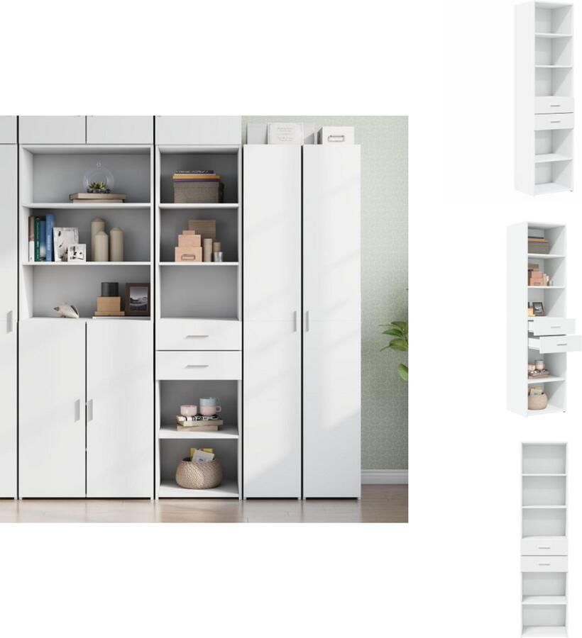 VidaXL Hoge Kast Hoge Kasten Hoog Dressoir Hoge Kast Woonkamer Hoge kast 45x42 5x185 cm bewerkt hout wit