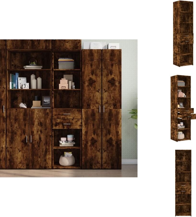 VidaXL Hoge Kast Hoge Kasten Hoog Dressoir Hoge Kast Woonkamer Hoge kast 45x42 5x185 cm bewerkt hout gerookt eikenkleurig