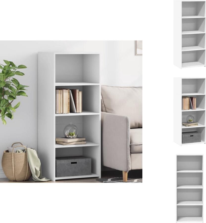 VidaXL Hoge Kast Hoge Kasten Hoog Dressoir Hoge Kast Woonkamer Hoge kast 50x41x124 cm bewerkt hout wit