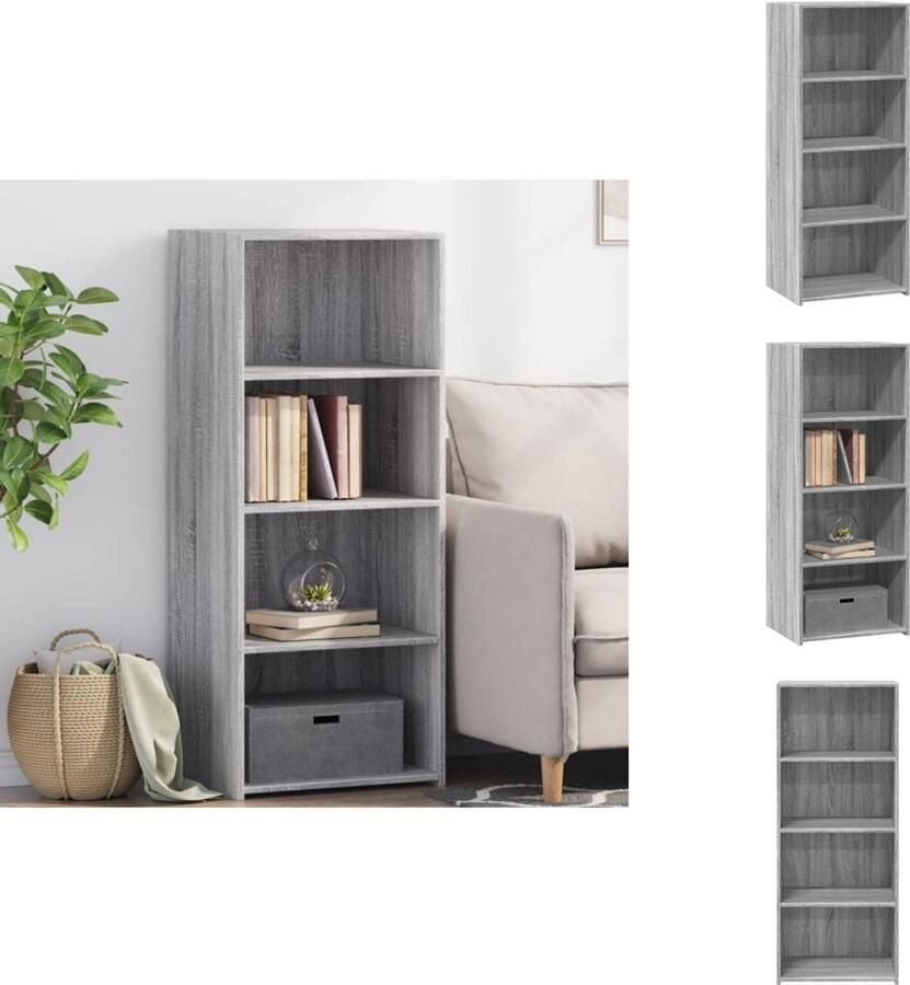 VidaXL Hoge Kast Hoge Kasten Hoog Dressoir Hoge Kast Woonkamer Hoge kast 50x41x124 cm bewerkt hout grijs sonoma eikenkleurig