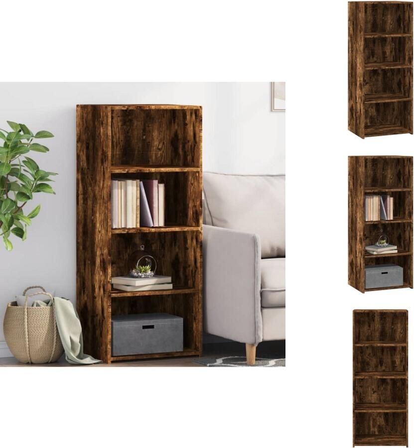 VidaXL Hoge Kast Hoge Kasten Hoog Dressoir Hoge Kast Woonkamer Hoge kast 50x41x124 cm bewerkt hout gerookt eikenkleurig