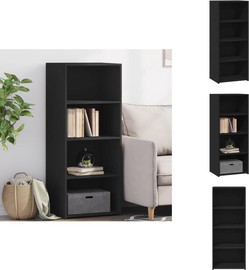 VidaXL Hoge Kast Hoge Kasten Hoog Dressoir Hoge Kast Woonkamer Hoge kast 50x41x124 cm bewerkt hout zwart