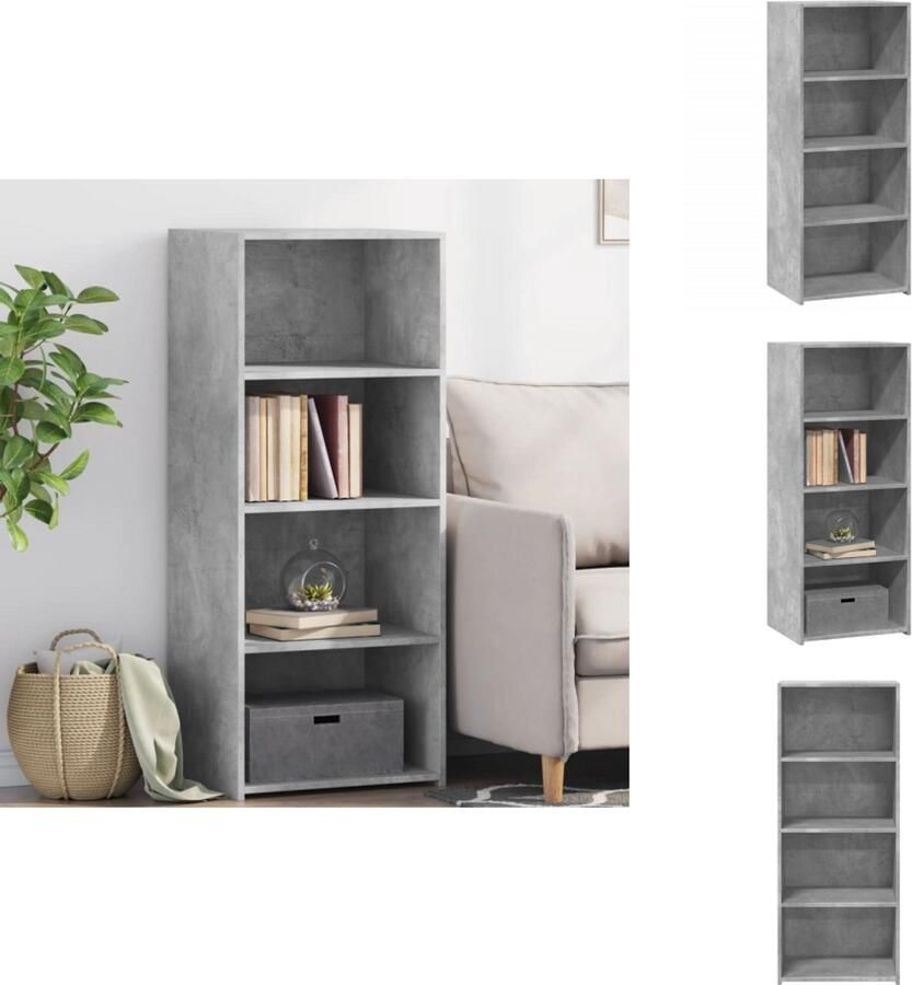 VidaXL Hoge Kast Hoge Kasten Hoog Dressoir Hoge Kast Woonkamer Hoge kast 50x41x124 cm bewerkt hout betongrijs