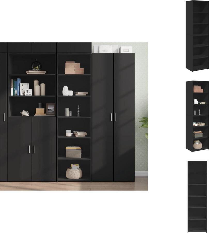 VidaXL Hoge Kast Hoge Kasten Hoog Dressoir Hoge Kast Woonkamer Hoge kast 50x41x185 cm bewerkt hout zwart