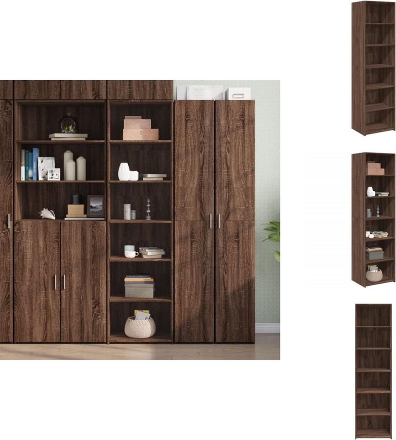 VidaXL Hoge Kast Hoge Kasten Hoog Dressoir Hoge Kast Woonkamer Hoge kast 50x41x185 cm bewerkt hout bruin eikenkleurig