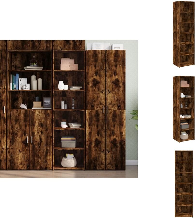 VidaXL Hoge Kast Hoge Kasten Hoog Dressoir Hoge Kast Woonkamer Hoge kast 50x41x185 cm bewerkt hout gerookt eikenkleurig