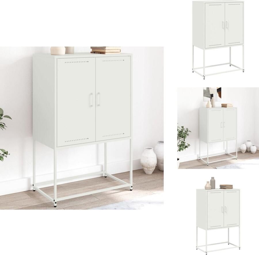 VidaXL Hoge Kast Hoge Kasten Hoog Dressoir Hoge Kast Woonkamer Hoge kast 68 5x38 5x107 cm staal wit