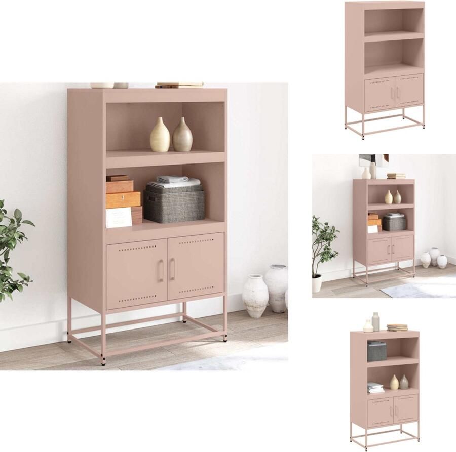 VidaXL Hoge Kast Hoge Kasten Hoog Dressoir Hoge Kast Woonkamer Hoge kast 68 5x38 5x123 5 cm staal roze
