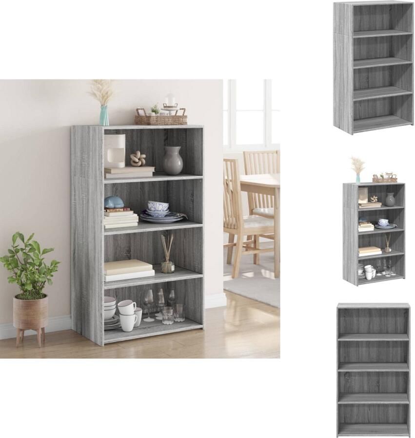 VidaXL Hoge Kast Hoge Kasten Hoog Dressoir Hoge Kast Woonkamer Hoge kast 70x41x124 cm bewerkt hout grijs sonoma eikenkleurig