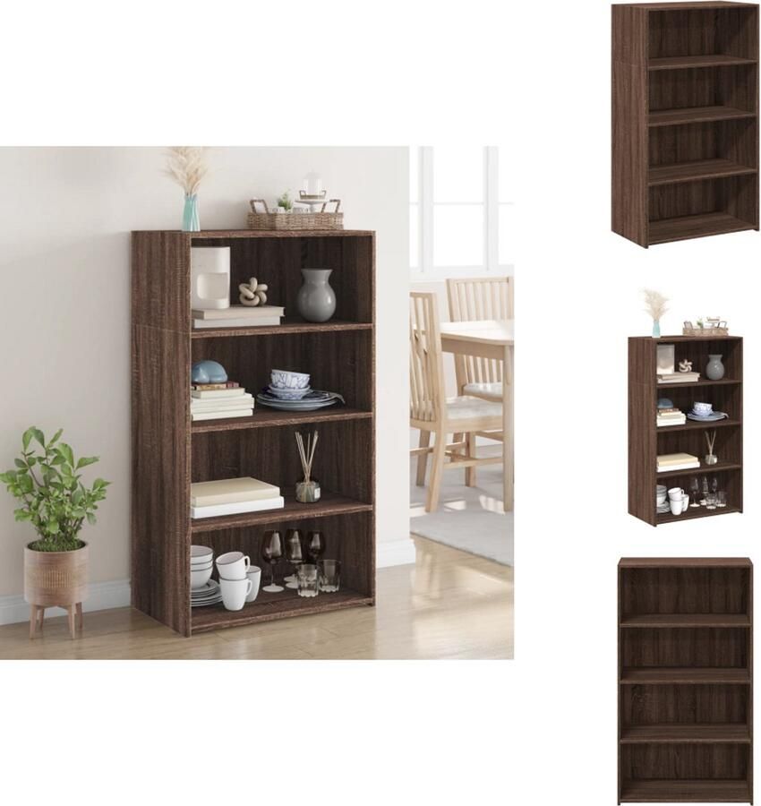 VidaXL Hoge Kast Hoge Kasten Hoog Dressoir Hoge Kast Woonkamer Hoge kast 70x41x124 cm bewerkt hout bruin eikenkleur