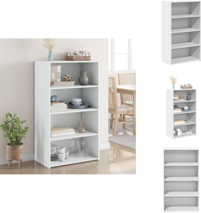 VidaXL Hoge Kast Hoge Kasten Hoog Dressoir Hoge Kast Woonkamer Hoge kast 70x41x124 cm bewerkt hout wit