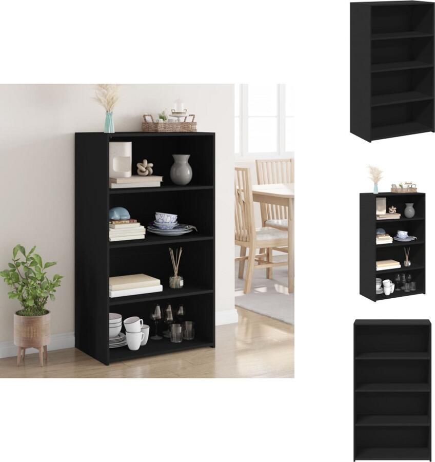 VidaXL Hoge Kast Hoge Kasten Hoog Dressoir Hoge Kast Woonkamer Hoge kast 70x41x124 cm bewerkt hout zwart