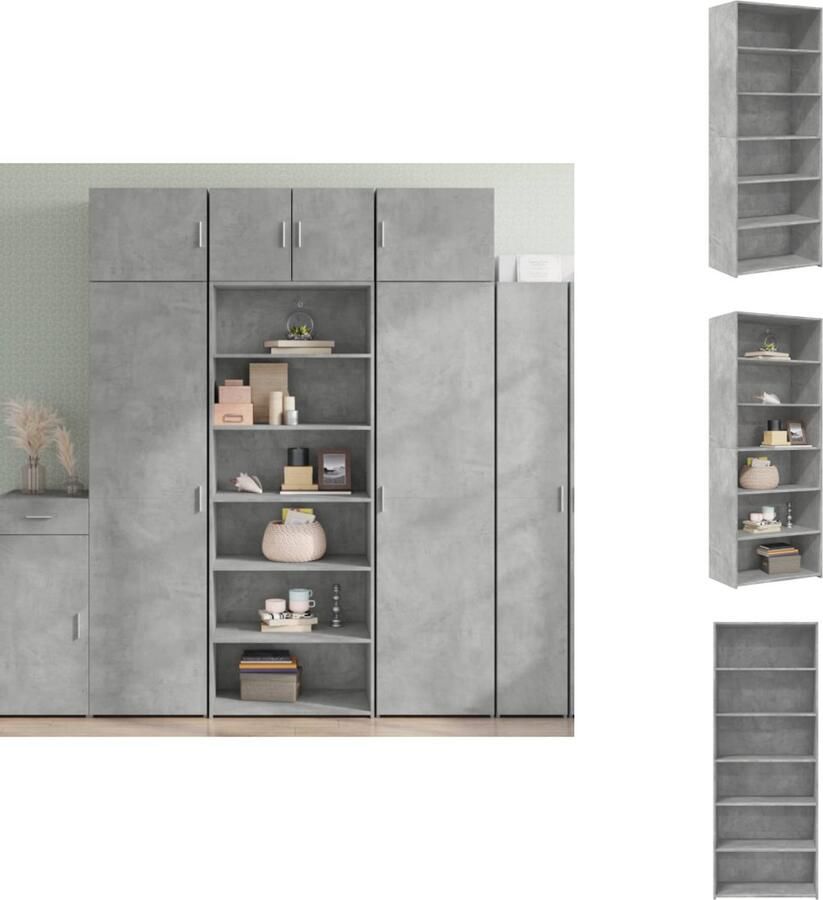 VidaXL Hoge Kast Hoge Kasten Hoog Dressoir Hoge Kast Woonkamer Hoge kast 70x41x185 cm bewerkt hout betongrijs