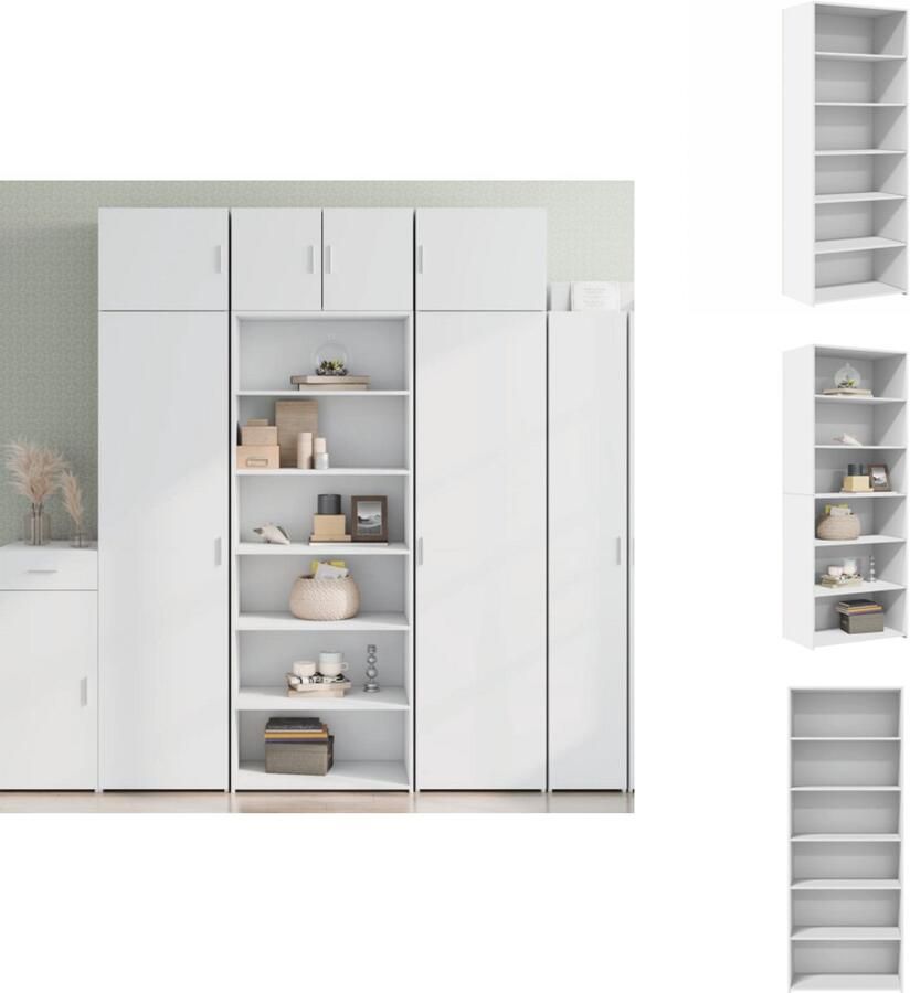 VidaXL Hoge Kast Hoge Kasten Hoog Dressoir Hoge Kast Woonkamer Hoge kast 70x41x185 cm bewerkt hout wit