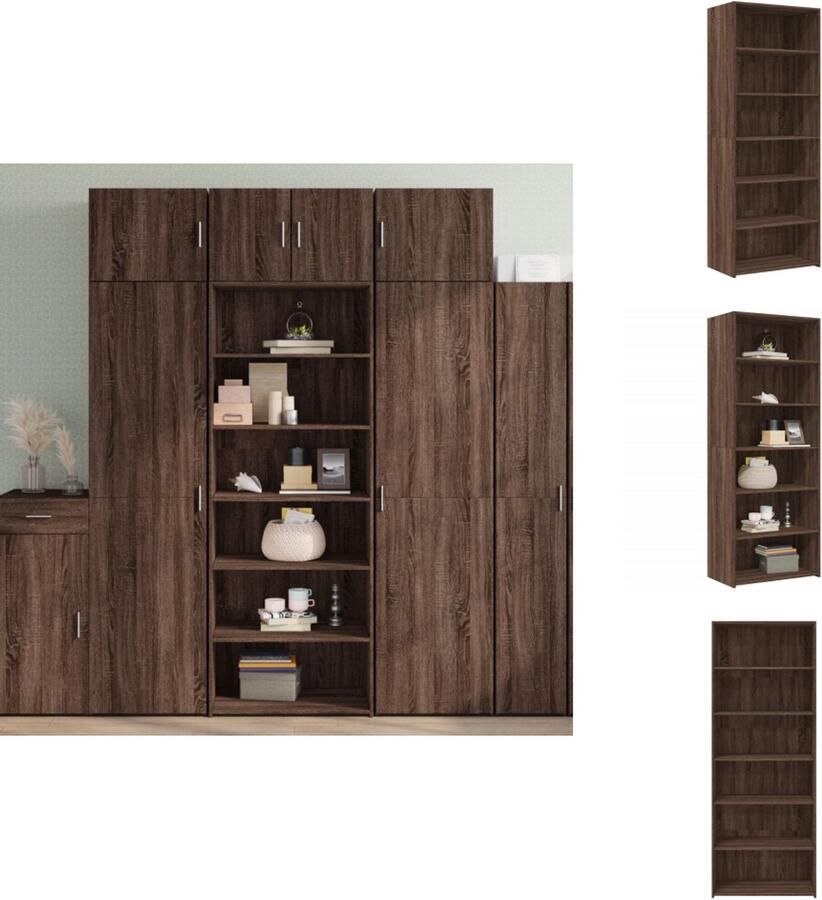 VidaXL Hoge Kast Hoge Kasten Hoog Dressoir Hoge Kast Woonkamer Hoge kast 70x41x185 cm bewerkt hout bruin eikenkleur