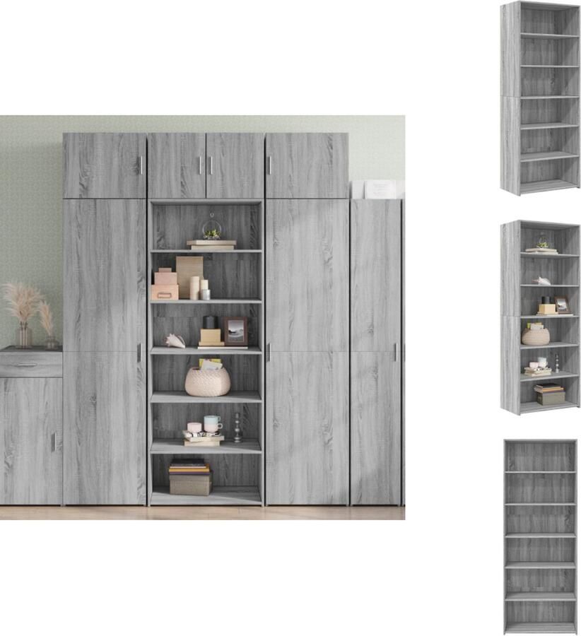 VidaXL Hoge Kast Hoge Kasten Hoog Dressoir Hoge Kast Woonkamer Hoge kast 70x41x185 cm bewerkt hout grijs sonoma eikenkleurig