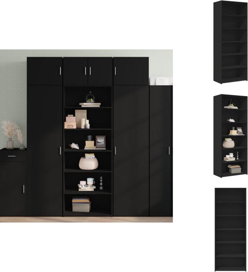 VidaXL Hoge Kast Hoge Kasten Hoog Dressoir Hoge Kast Woonkamer Hoge kast 70x41x185 cm bewerkt hout zwart