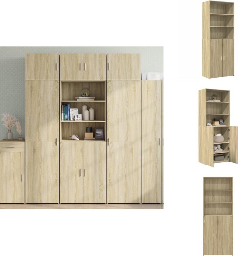 VidaXL Hoge Kast Hoge Kasten Hoog Dressoir Hoge Kast Woonkamer Hoge kast 70x42 5x185 cm bewerkt hout sonoma eikenkleurig