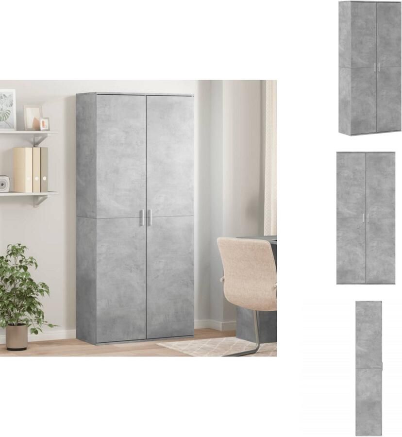 VidaXL Hoge Kast Hoge Kasten Hoog Dressoir Hoge Kast Woonkamer Hoge kast 80x35x180 cm bewerkt hout betongrijs