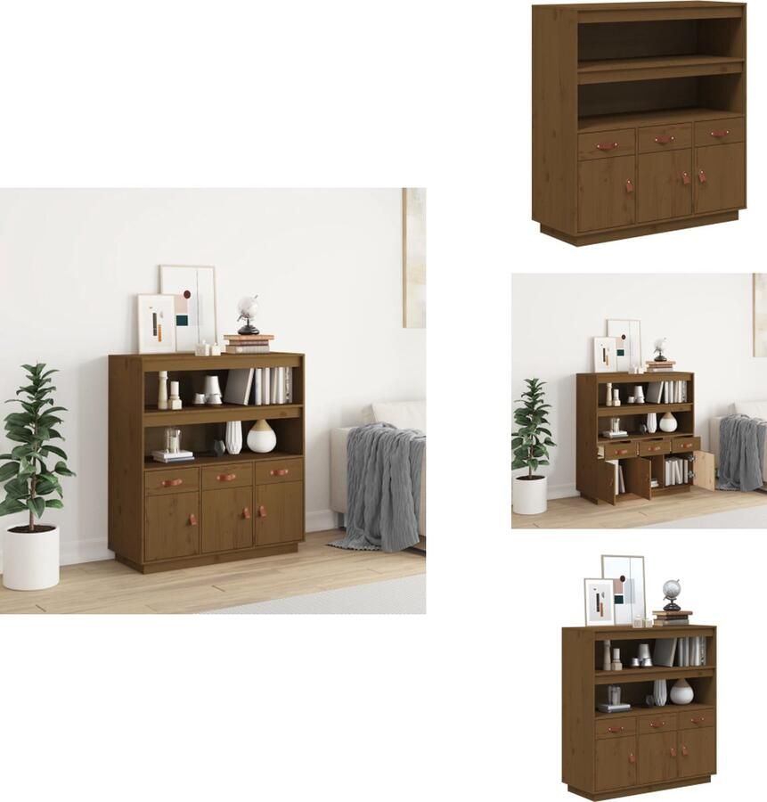 VidaXL Hoge Kast Hoge Kasten Houten Hoge Kast Hoge kast 100x40x108 5 cm massief grenenhout honingbruin